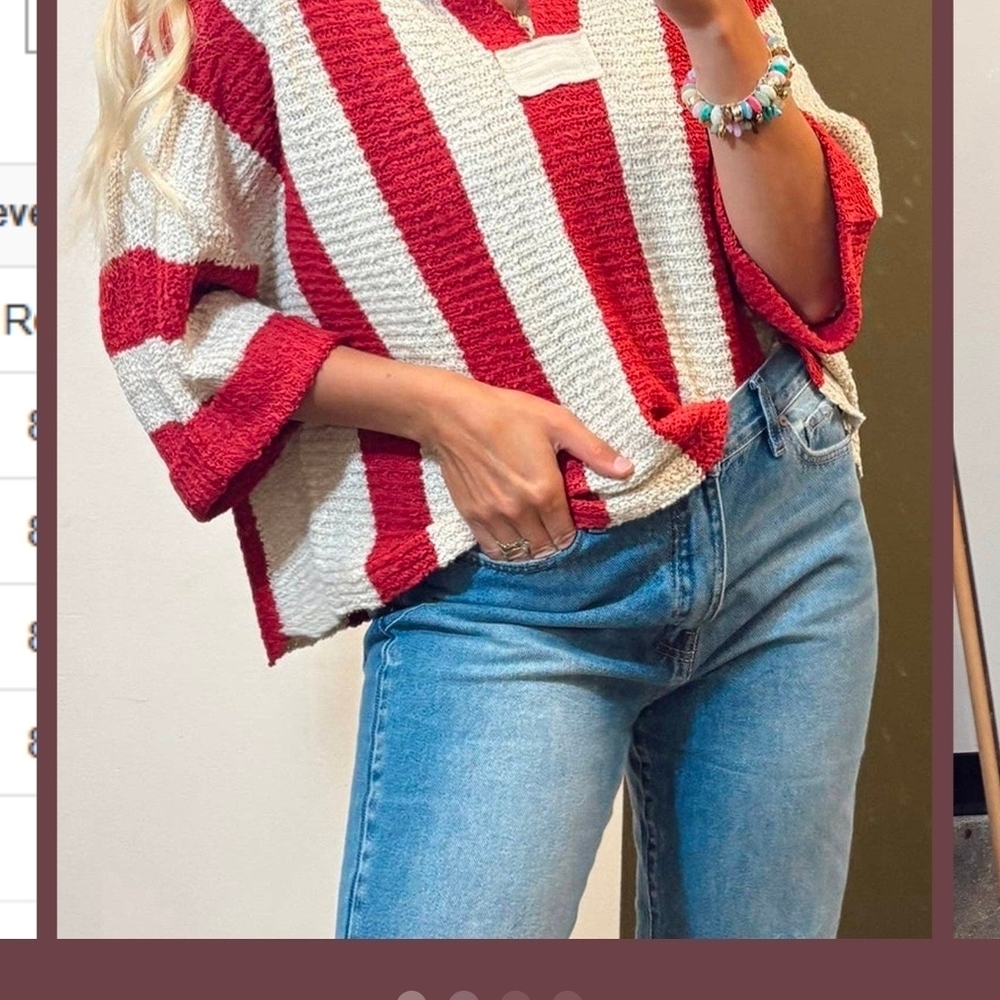 Striped Red and White Women's Sweater